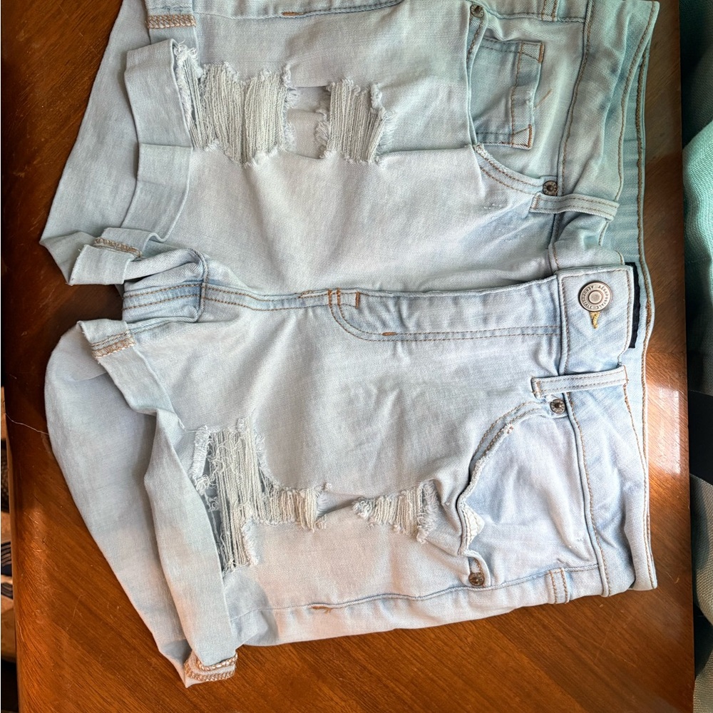 Aeropostale Faded Blue Ripped Jean Shorts